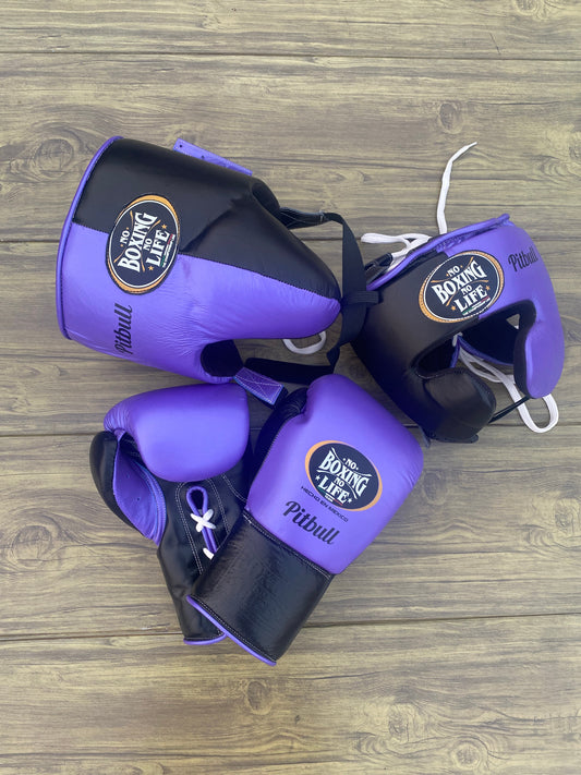 No Boxing No Life set, NBNL Purple/Black Boxing set, No Boxing No Life Head Guard