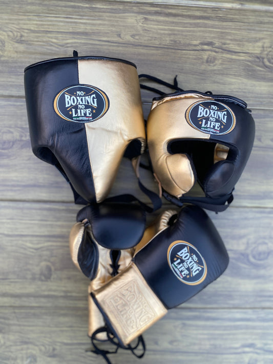 No Boxing No Life set, NBNL Black/Gold Boxing set, No Boxing No Life Head Guard