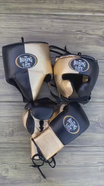 No Boxing No Life set, NBNL Black/Gold Boxing set, No Boxing No Life Head Guard